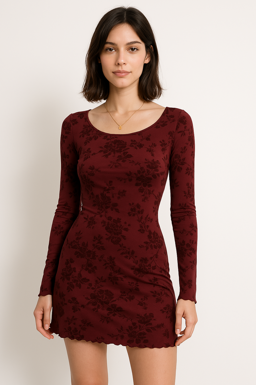 Aria robe courte à manches longues